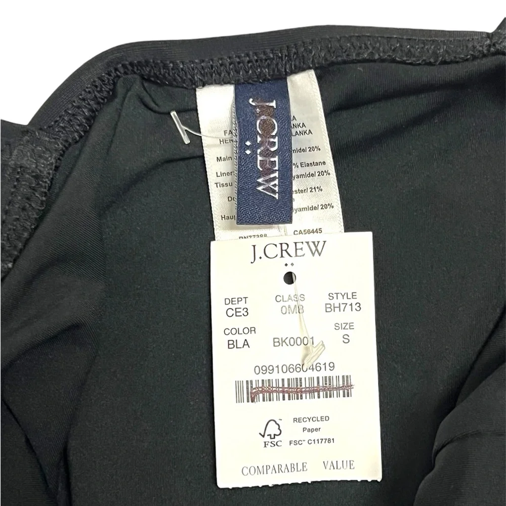J.Crew V-neck ruched one-piece swimsuit in black size S NWT